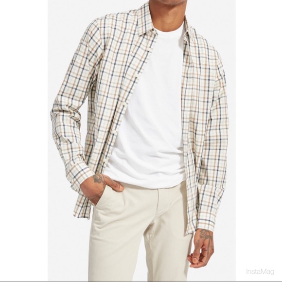 EVERLANE Plaid Standard Fit Performance Shirt - Picture 2 of 10